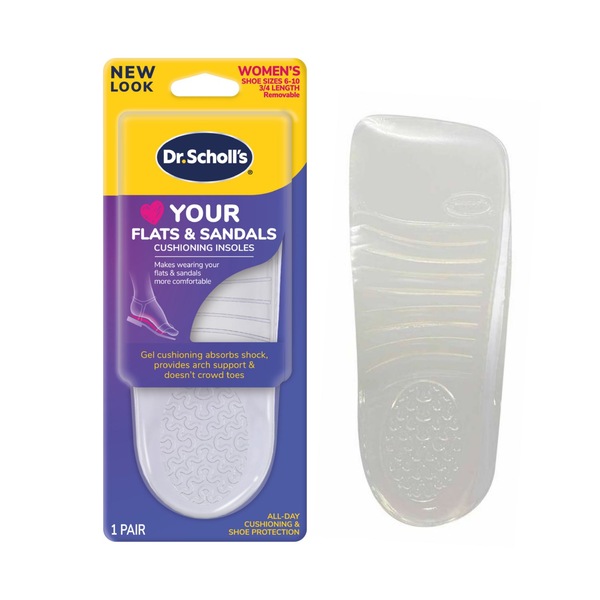 Dr. Scholl's Stylish Step Clear Cushioning Insoles for Flats, Size 6-10, 1 pair