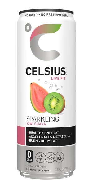 CELSIUS Sparkling Kiwi Guava Fitness Drink, Zero Sugar, 12 OZ