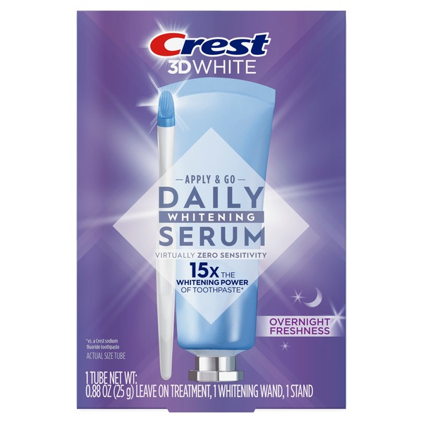 Crest 3D White Daily Whitening Serum Kit, Overnight Freshness