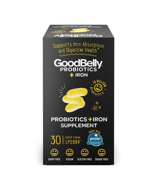 GoodBelly Probiotic Plus Iron Supplement Capsules, 30 CT