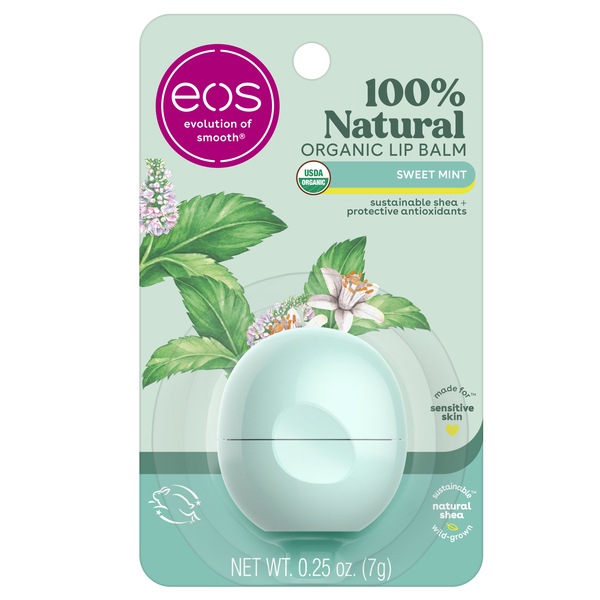 eos 100% Natural & Organic Lip Balm Sphere - Sweet Mint, 0.25 OZ