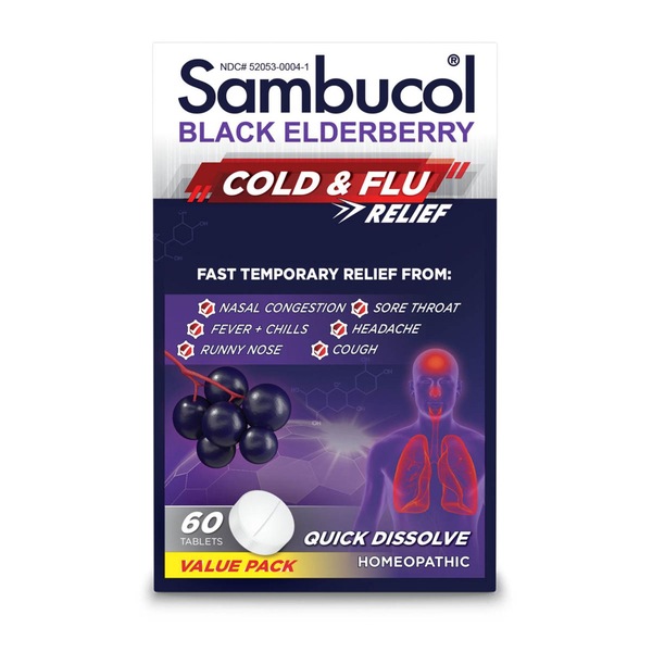 Sambucol Black Elderberry Cold & Flu Relief Quick Dissolve Tablets, 60 CT