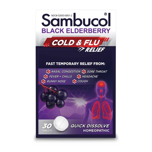 Sambucol Black Elderberry Cold & Flu Relief Tablets, 30 CT