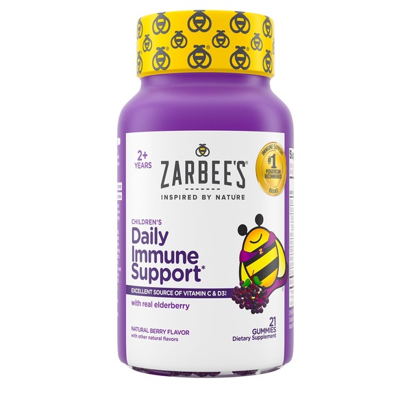 Zarbee's Naturals Children's Elderberry Immune Support, Vitamin C & Zinc, Berry, 21 Gummies