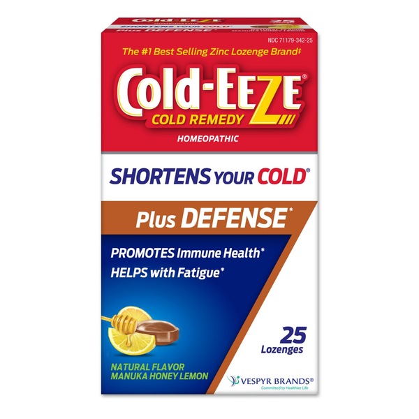 Cold-EEZE Homeopathic Plus Defense Zinc Lozenges, Manuka Honey Lemon, 25 CT