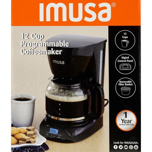 IMUSA Electric Programmable Coffeemaker, Black, 12 CUP