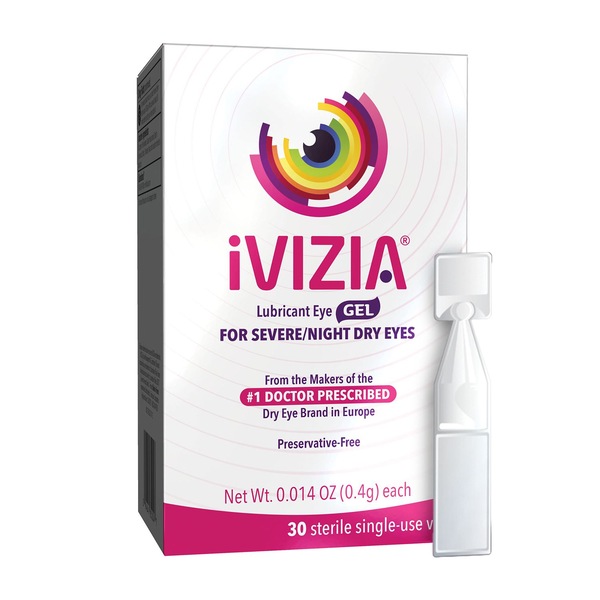 iVIZIA Lubricant Eye Gel for Severe and Nighttime Dry Eye Relief, Preservative-Free, 30 CT