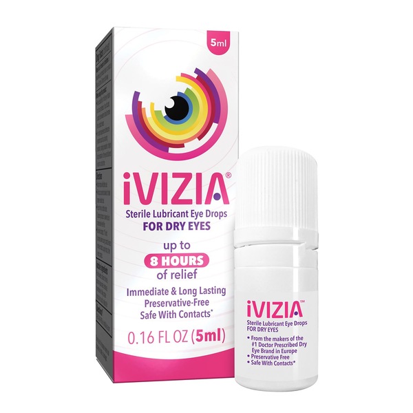 iVIZIA Sterile Lubricant Eye Drops for Dry Eyes- Preservative-Free, Contact Lens Friendly