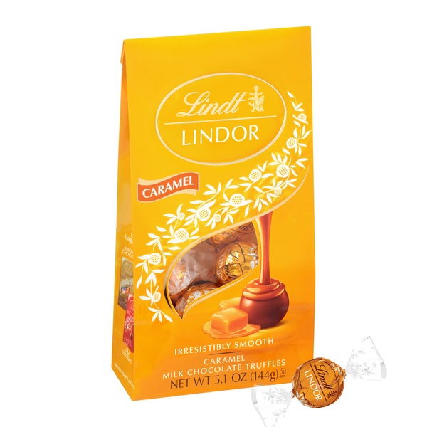 Lindt Lindor Caramel Milk Chocolate Candy Truffles, Melting Truffle Center, 5.1 oz