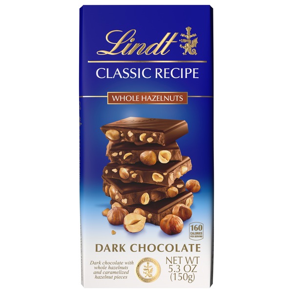 Lindt Classic Recipe Whole Hazelnut Dark Chocolate Candy Bar, 5.3 oz
