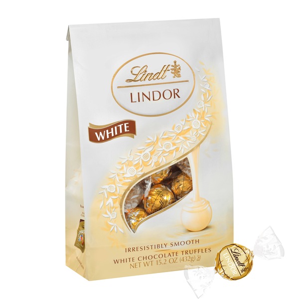 Lindt Lindor White Chocolate Candy Truffles, Chocolates with Smooth, Melting Truffle Center, 15.2 oz