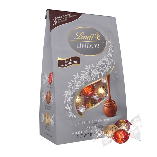 Lindt Lindor Milk Assorted Chocolate Candy Truffles, Chocolates with Smooth, Melting Truffle Center, 15.2 oz