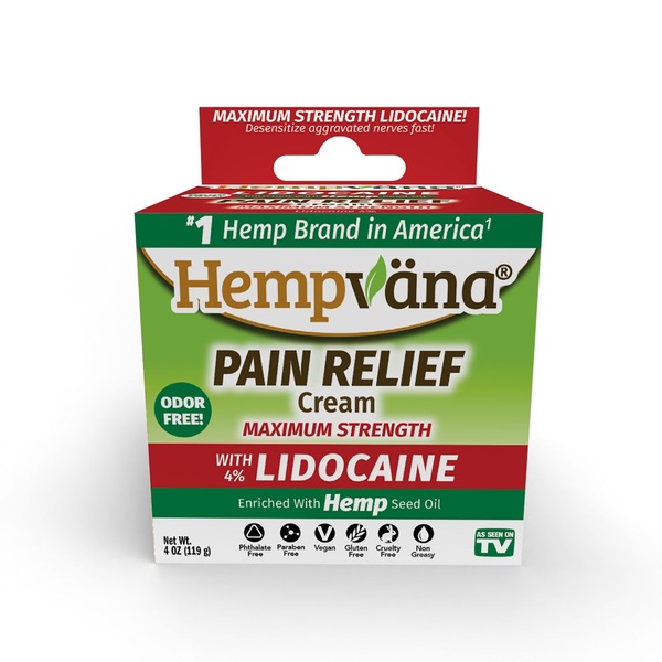 Hempvana Lidocaine Pain Relief Cream, 4 OZ