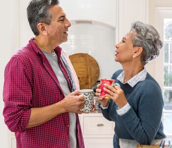 A senior couple in conversation