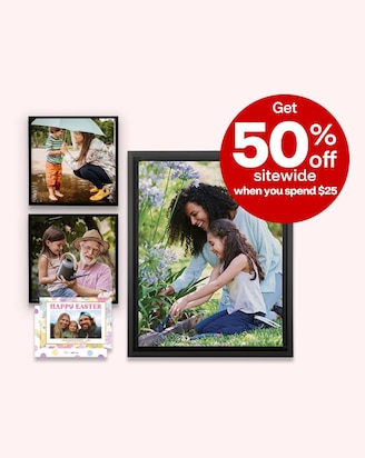 Wall tiles, a framed print and an Easter postcard.