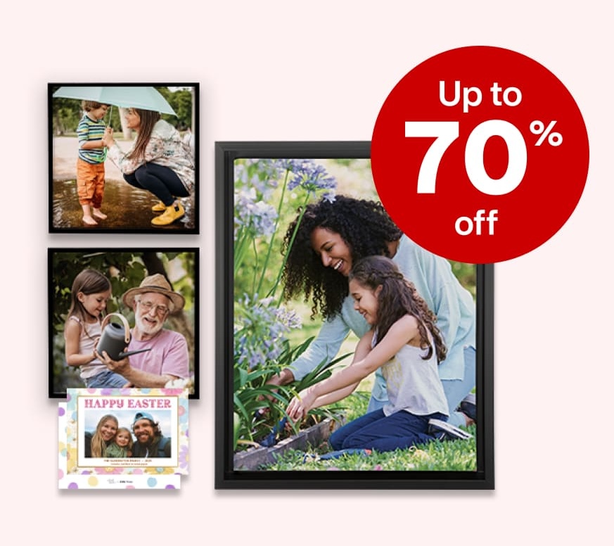 Wall tiles, a framed print and an Easter postcard.