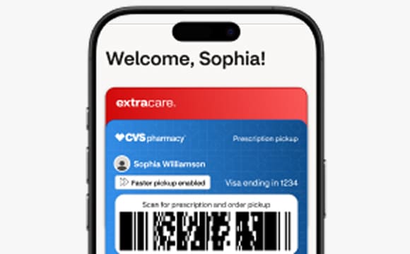 A smart phone screen showing a person's CVS account.