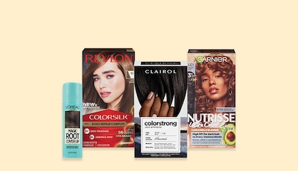 Four hair color products, including L'Oreal Magic Root Coverup, Revlon Colorsilk and Clairol Colorstrong.