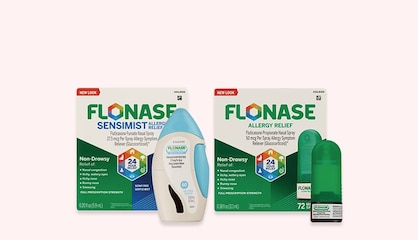 Flonase Sensimist and Flonase allergy relief spray.