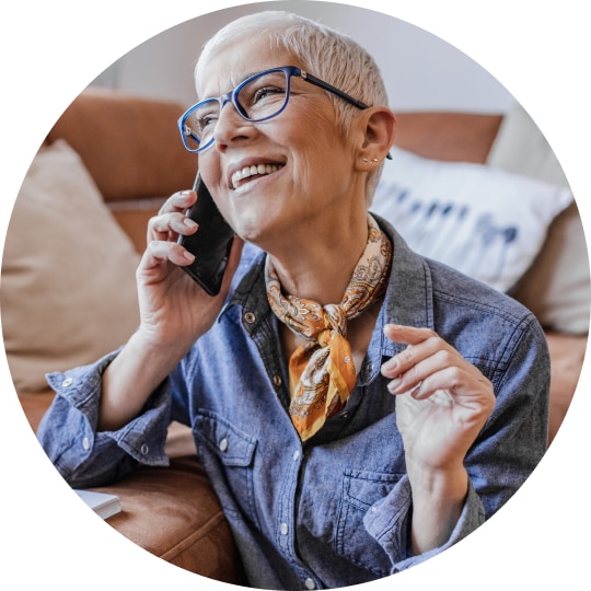 Happy woman on cell phone