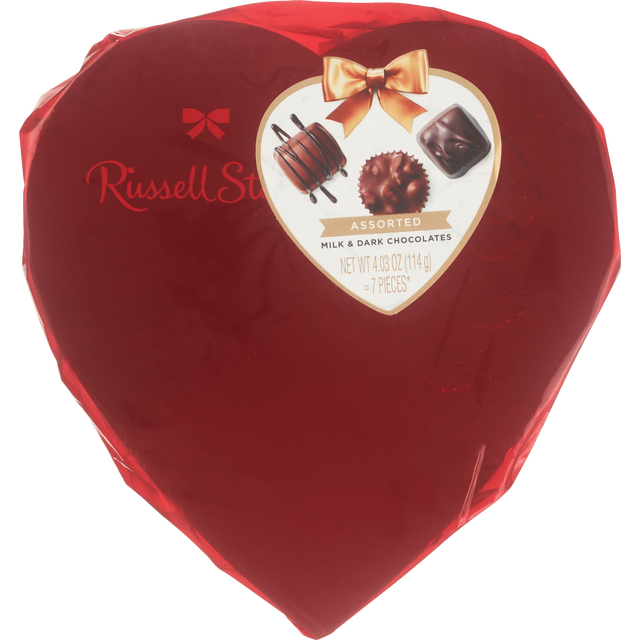 russell stover red foil heart with bear
